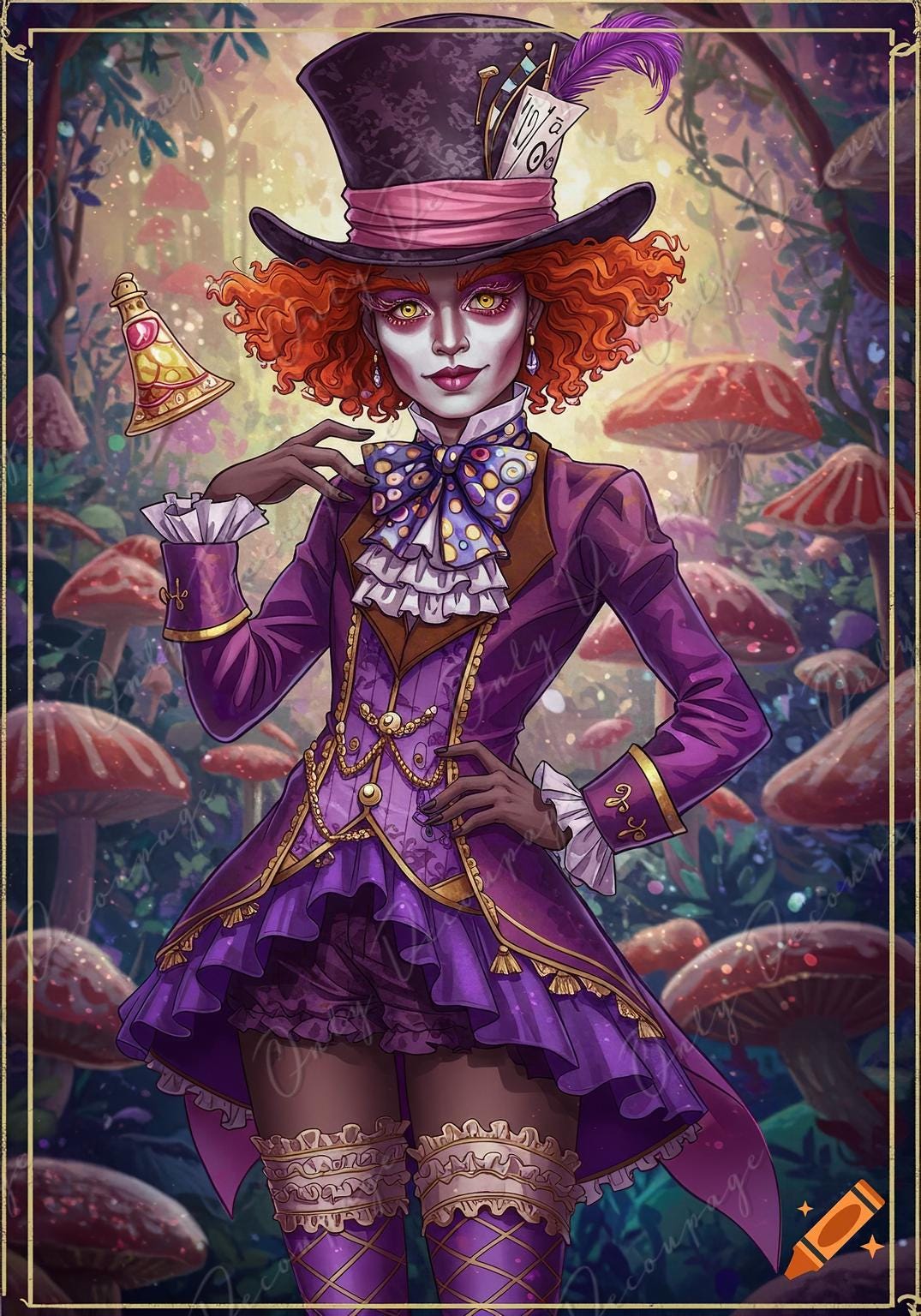 Mad Hatter Furniture Decoupage Paper — 8 Size Options — Gothic Wonderland Rice Paper