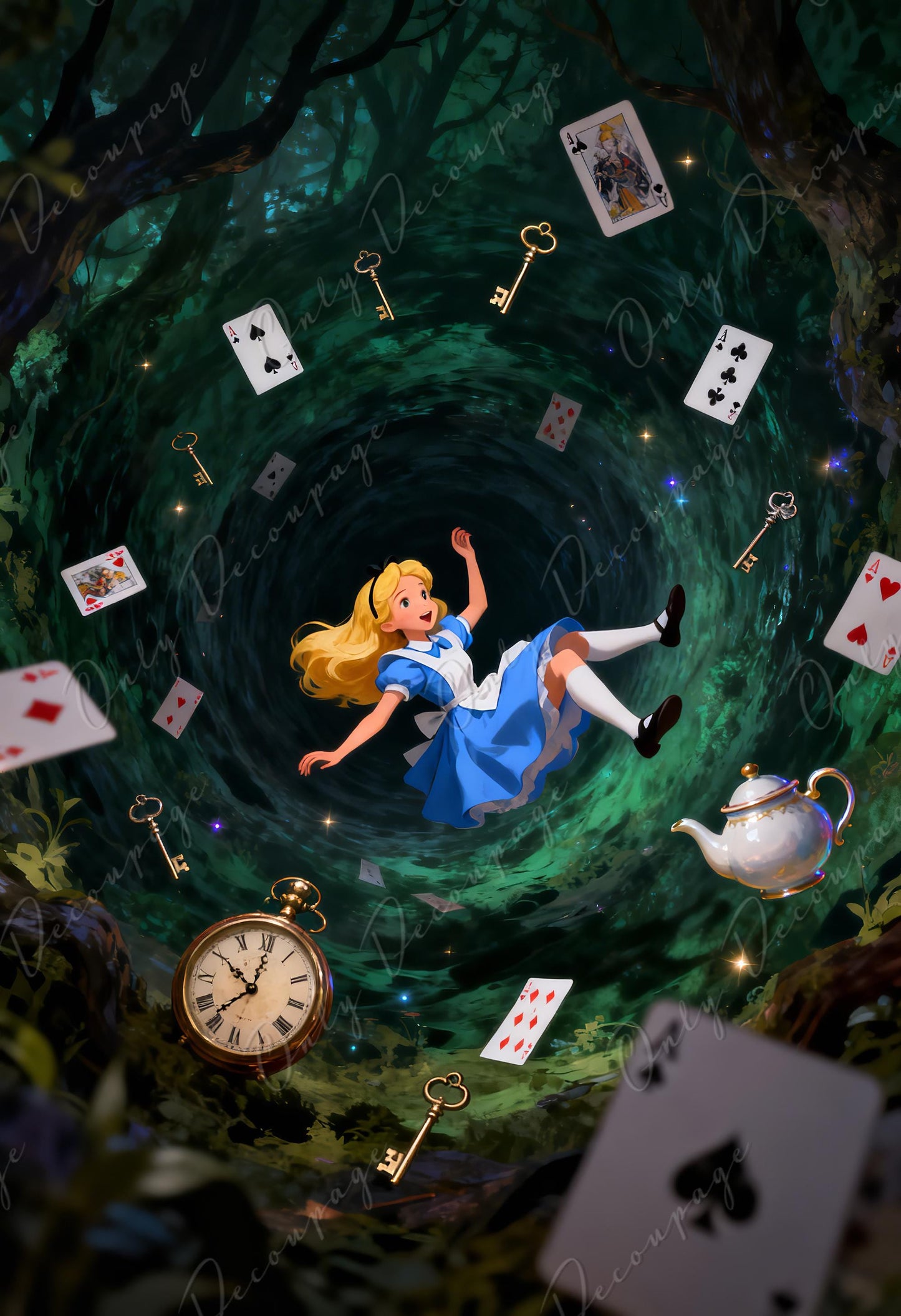 Furniture Decoupage Paper — 8 Size Options — Alice in Wonderland Rice Paper
